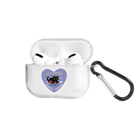 Apple AirPods Pro 2 Burçlar Scorpio Cat Şeffaf Kılıfı