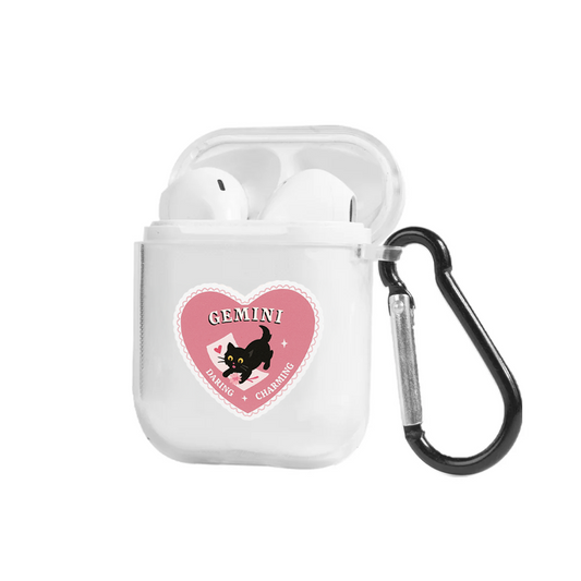 Apple AirPods Burçlar Gemini Cat Şeffaf Kılıfı