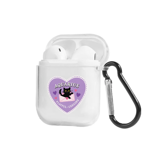Apple AirPods Burçlar Aquarius Cat Şeffaf Kılıfı