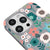 iPhone 15 Pro Çiçekli Telefon Kılıfı - Renkli Silikon - Gri