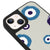 iPhone 15 Plus Evil Eye Look Telefon Kılıfı - Deri - Beyaz
