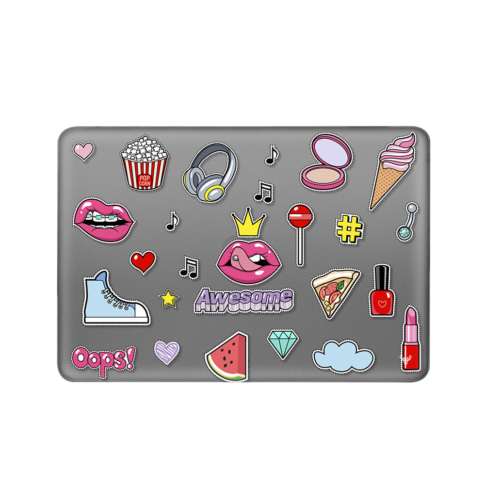 Macbook Pro Sert Kapaklı Awesome Desenli Kılıf