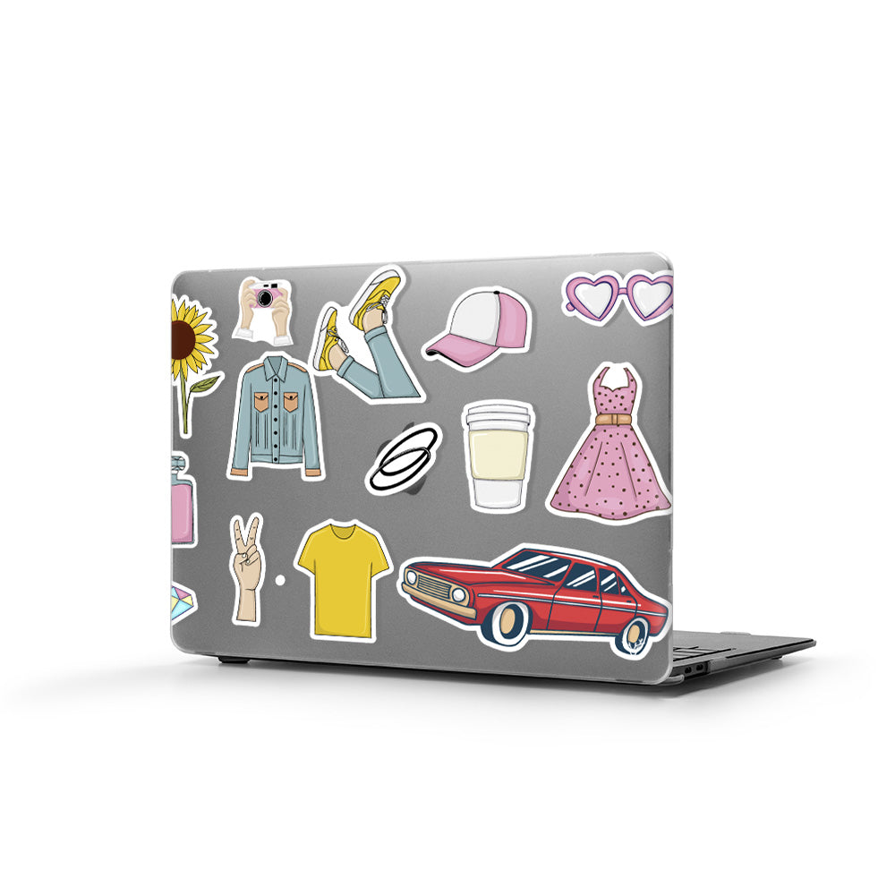 Macbook Pro Sert Kapaklı Pink Life Desenli Kılıf