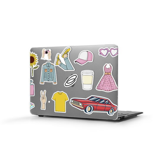 Macbook Pro Sert Kapaklı Pink Life Desenli Kılıf