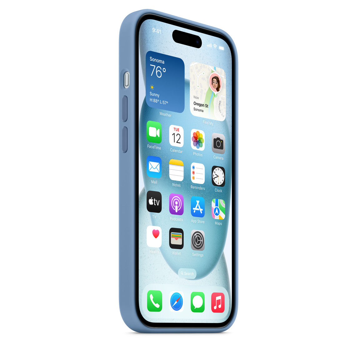 Apple iPhone 15 Plus Silikon Magsafe Case Buz Mavisi