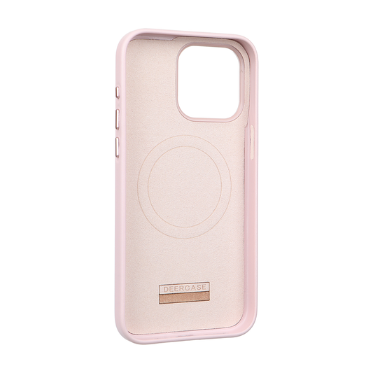iPhone 15 Pro Max Gizli Magsafeli Vegan Deri Telefon Kılıfı - Pembe