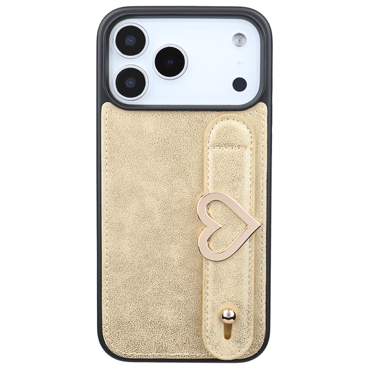 iPhone 17 Pro Max Kişiye Özel Harfli Deri Telefon Kılıfı Gold