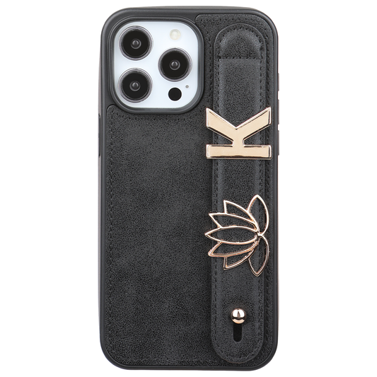iPhone 15 Pro Max Kişiye Özel Harfli Deri Telefon Kılıfı Siyah