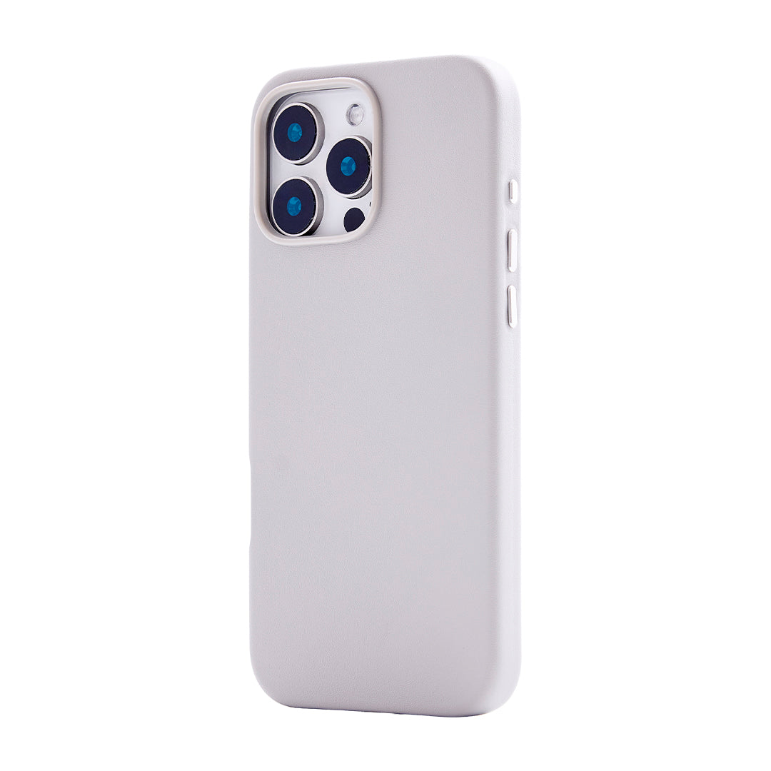 iPhone 15 Pro Max Gizli Magsafeli Vegan Deri Telefon Kılıfı - Gri