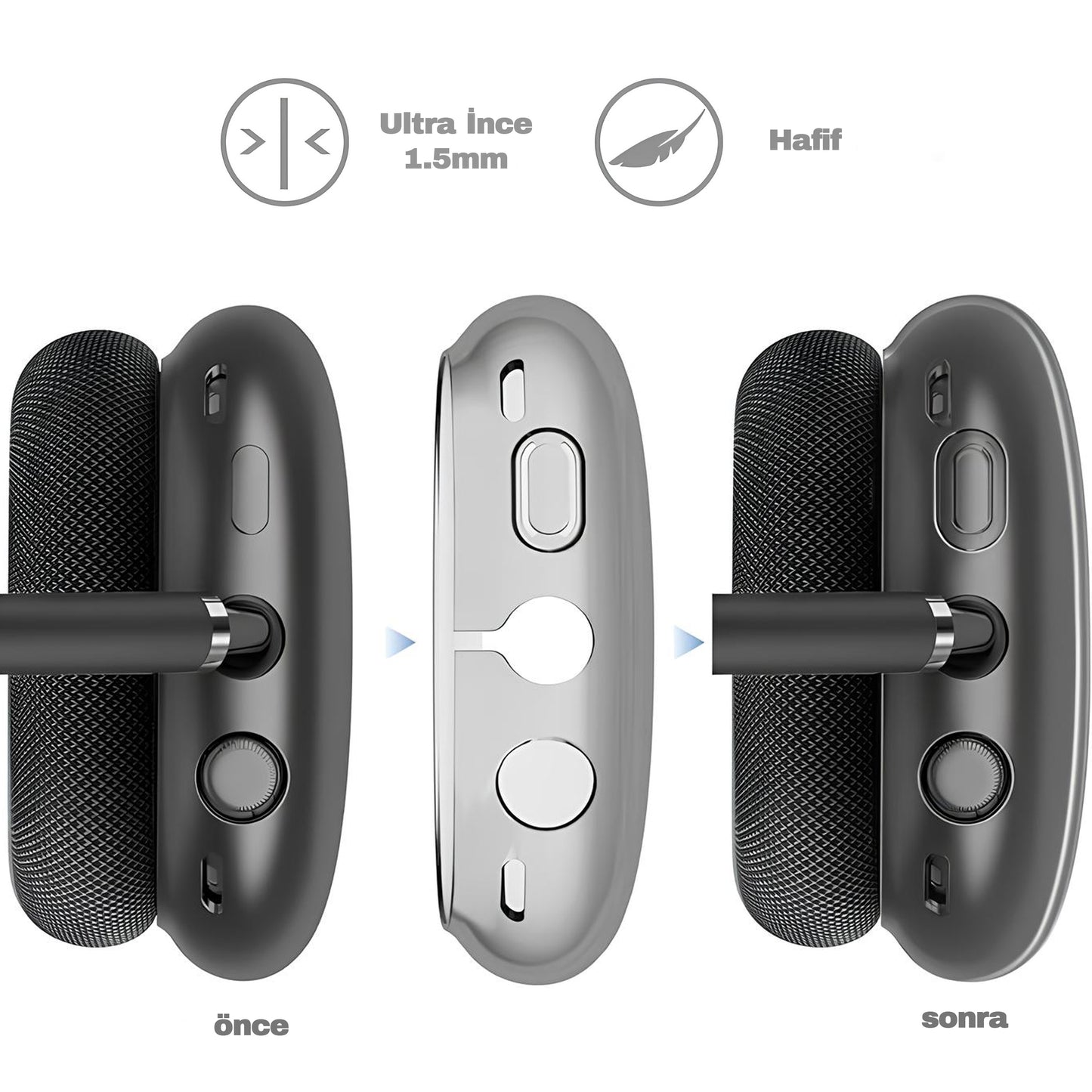 AirPods Max Silikon Siyah Kılıfı