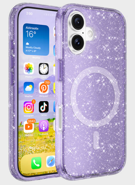 Allstar iPhone 16 Plus Simli Mor Magsafe Kılıf