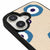iPhone 16 Evil Eye Look Telefon Kılıfı - Deri - Fildişi