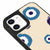 iPhone 12 Evil Eye Look Telefon Kılıfı - Deri - Fildişi