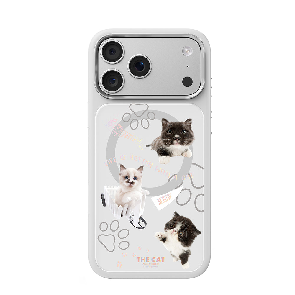 iPhone 17 Pro Max Magsafeli 3D Cat Serisi Ultra Premium Telefon Kılıfı - Gri
