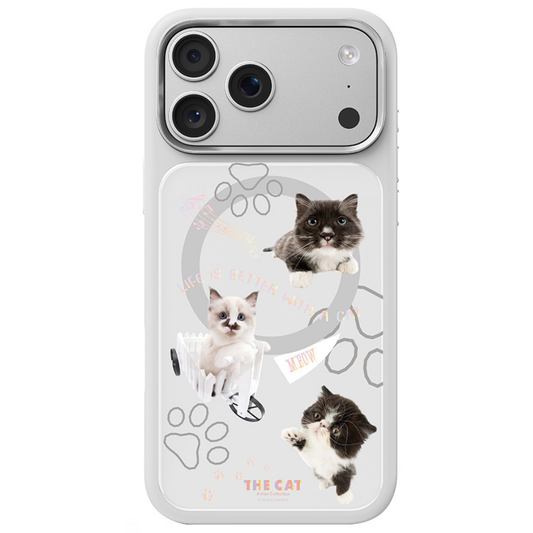 iPhone 17 Pro Max Magsafeli 3D Cat Serisi Ultra Premium Telefon Kılıfı - Gri