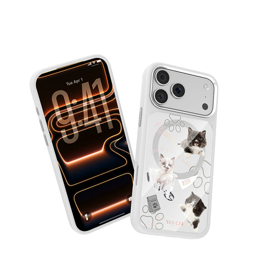 iPhone 17 Pro Max Magsafeli 3D Cat Serisi Ultra Premium Telefon Kılıfı - Gri