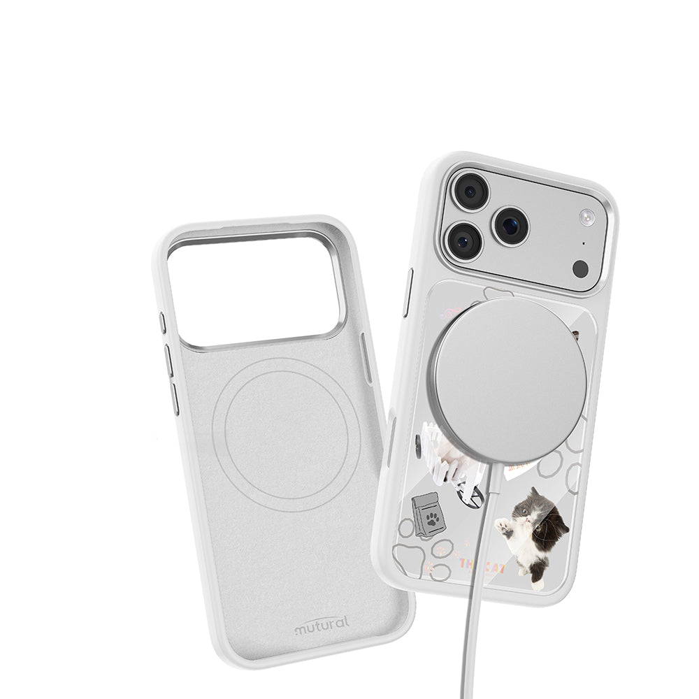 iPhone 17 Pro Max Magsafeli 3D Cat Serisi Ultra Premium Telefon Kılıfı - Gri