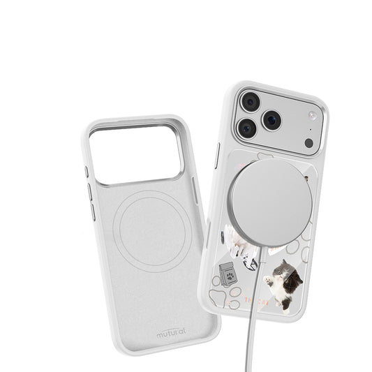 iPhone 17 Pro Max Magsafeli 3D Cat Serisi Ultra Premium Telefon Kılıfı - Gri