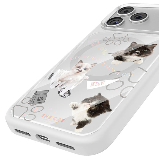 iPhone 17 Pro Max Magsafeli 3D Cat Serisi Ultra Premium Telefon Kılıfı - Gri