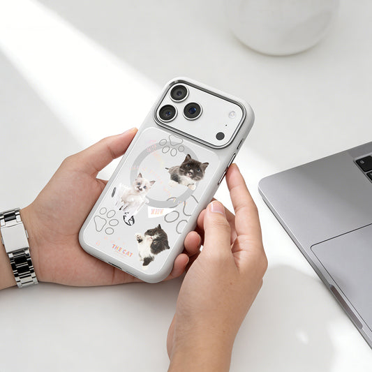 iPhone 17 Pro Max Magsafeli 3D Cat Serisi Ultra Premium Telefon Kılıfı - Gri