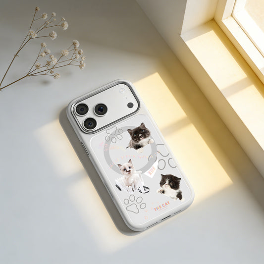 iPhone 17 Pro Max Magsafeli 3D Cat Serisi Ultra Premium Telefon Kılıfı - Gri