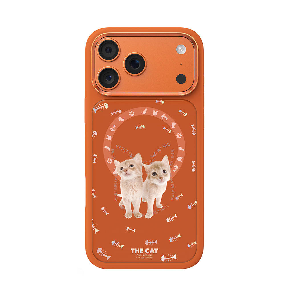 iPhone 17 Pro Magsafeli 3D Cat Serisi Ultra Premium Telefon Kılıfı - Turuncu