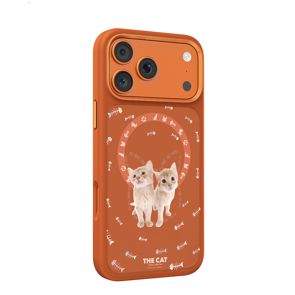 iPhone 17 Pro Magsafeli 3D Cat Serisi Ultra Premium Telefon Kılıfı - Turuncu