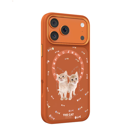 iPhone 17 Pro Magsafeli 3D Cat Serisi Ultra Premium Telefon Kılıfı - Turuncu