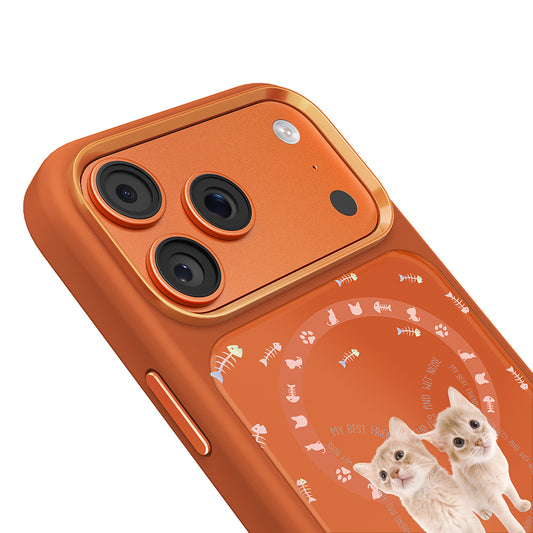 iPhone 17 Pro Magsafeli 3D Cat Serisi Ultra Premium Telefon Kılıfı - Turuncu