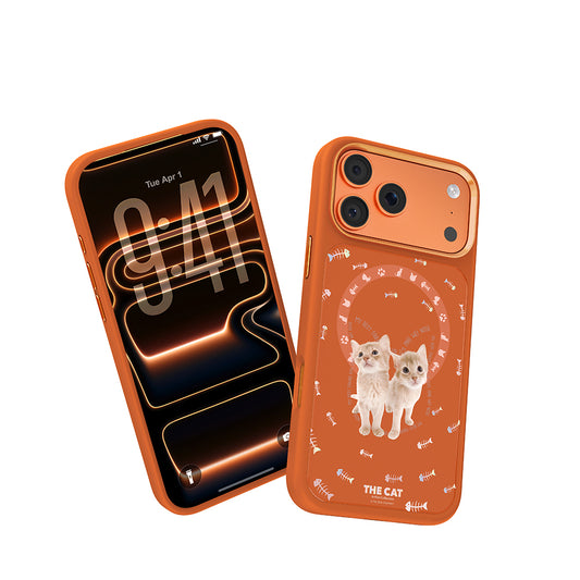 iPhone 17 Pro Magsafeli 3D Cat Serisi Ultra Premium Telefon Kılıfı - Turuncu