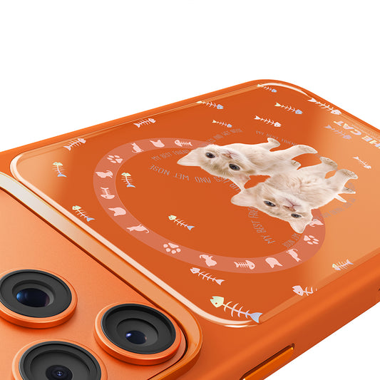 iPhone 17 Pro Magsafeli 3D Cat Serisi Ultra Premium Telefon Kılıfı - Turuncu