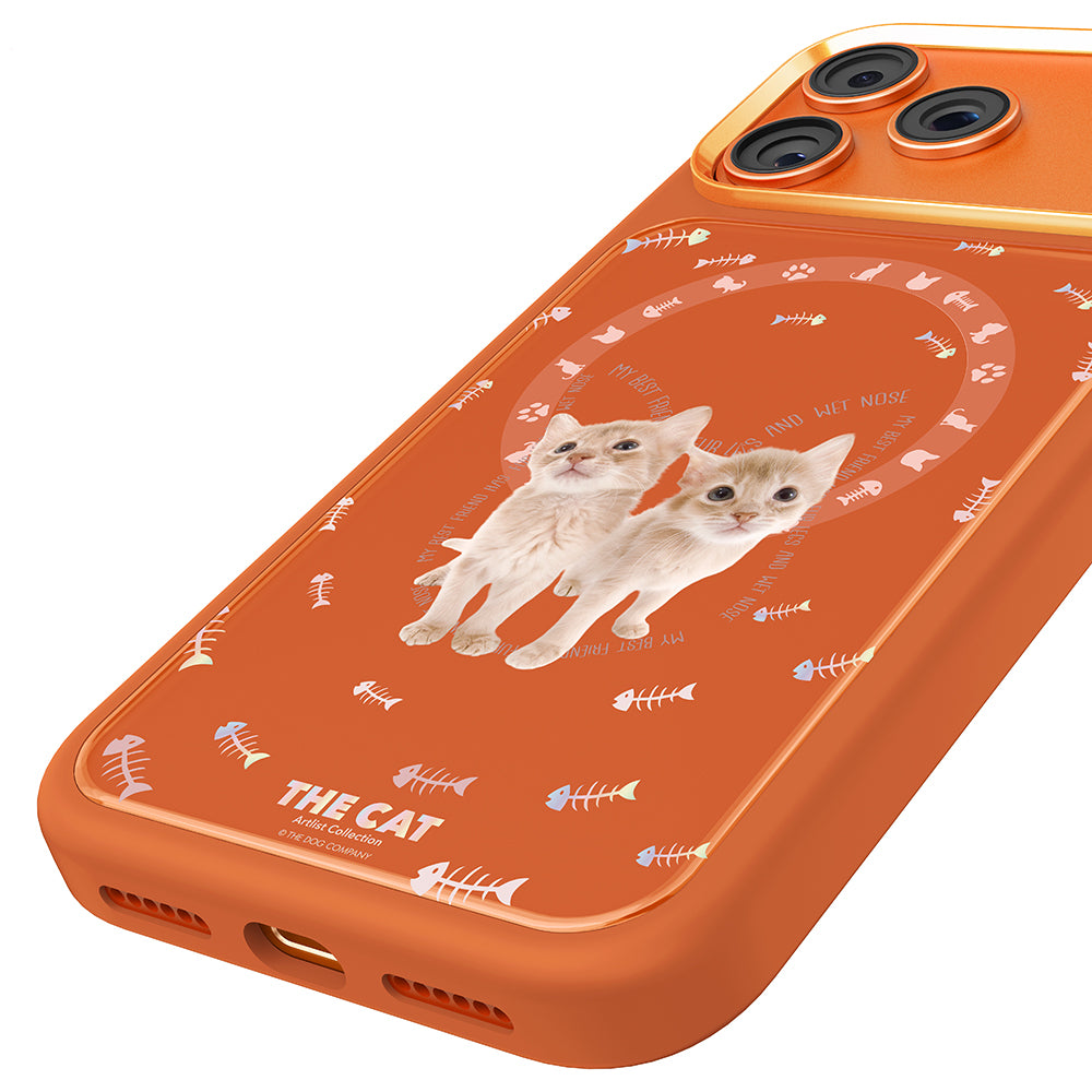 iPhone 17 Pro Magsafeli 3D Cat Serisi Ultra Premium Telefon Kılıfı - Turuncu