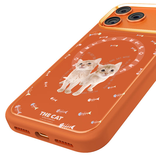 iPhone 17 Pro Magsafeli 3D Cat Serisi Ultra Premium Telefon Kılıfı - Turuncu