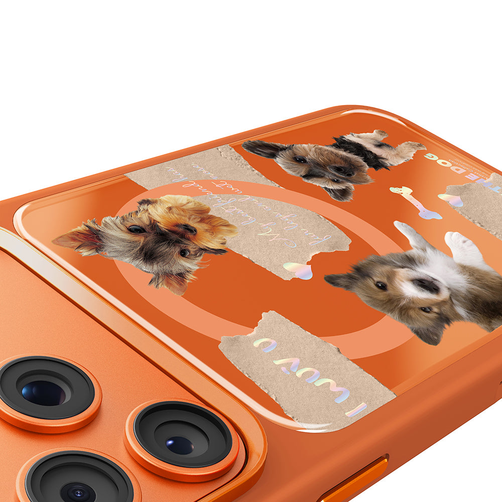 iPhone 17 Pro Magsafeli 3D Dog Serisi Ultra Premium Telefon Kılıfı - Turuncu