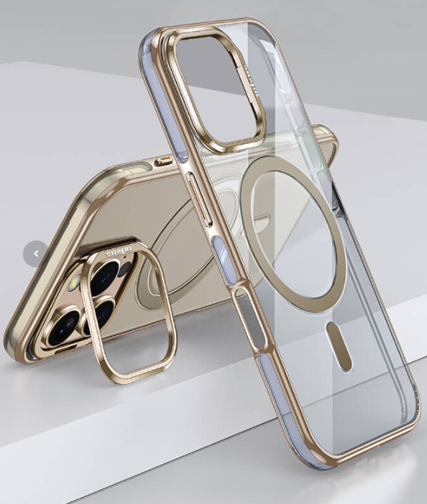 iPhone 16 Pro Metal Standlı Magsafe Kılıf Gold