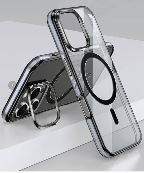 iPhone 16 Pro Max Metal Standlı Magsafe Kılıf Siyah