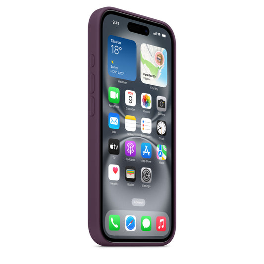 Apple iPhone 16 Silikon Magsafe Case Kırmızı Erik