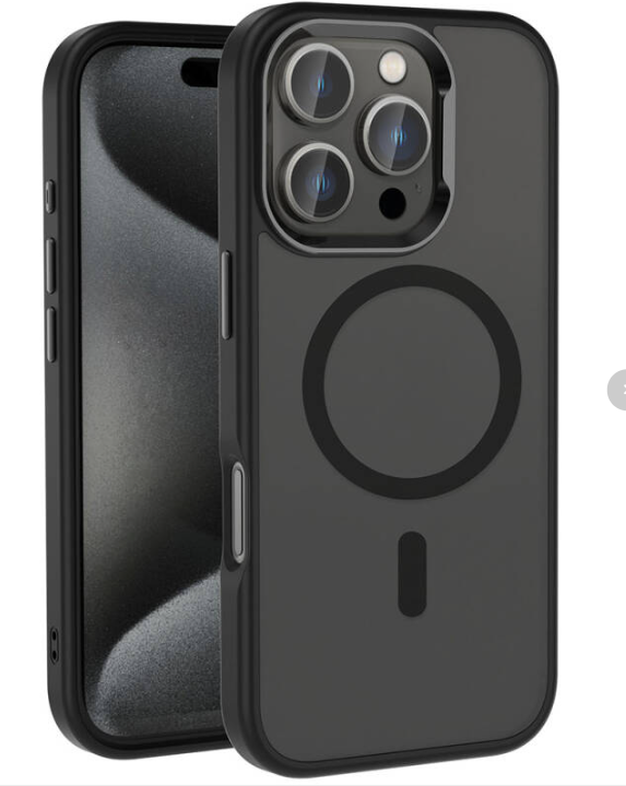 Kost Parlak Çerçeveli iPhone 16 Pro Magsafe Kılıf Siyah