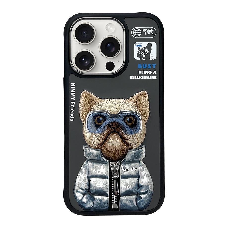 iPhone 14 Pro Max Nimmy Gerçek Nakışlı ve Montlu Köpek Telefon Kılıfı