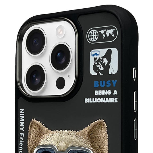 iPhone 15 Pro Nimmy Gerçek Nakışlı ve Montlu Köpek Telefon Kılıfı