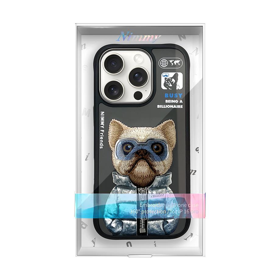 iPhone 14 Pro Max Nimmy Gerçek Nakışlı ve Montlu Köpek Telefon Kılıfı