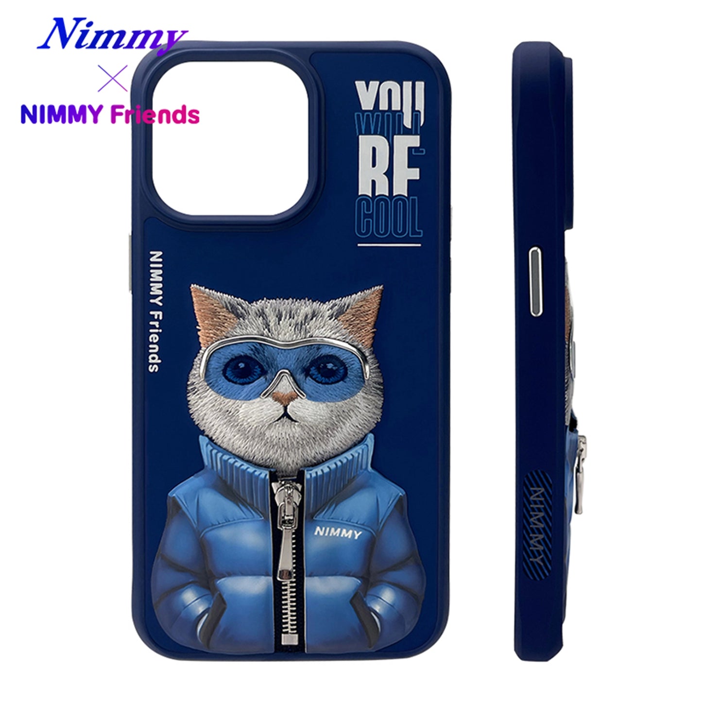 iPhone 14 Pro Max Nimmy Gerçek Nakışlı ve Uzay Kedi Telefon Kılıfı