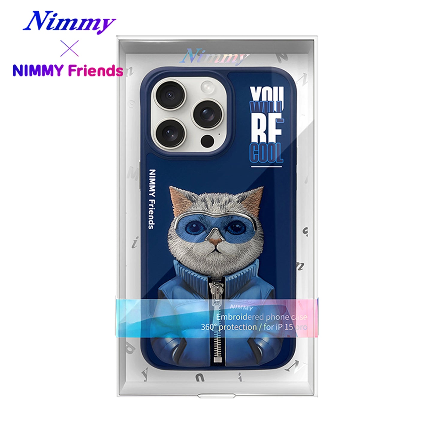 iPhone 14 Pro Max Nimmy Gerçek Nakışlı ve Uzay Kedi Telefon Kılıfı