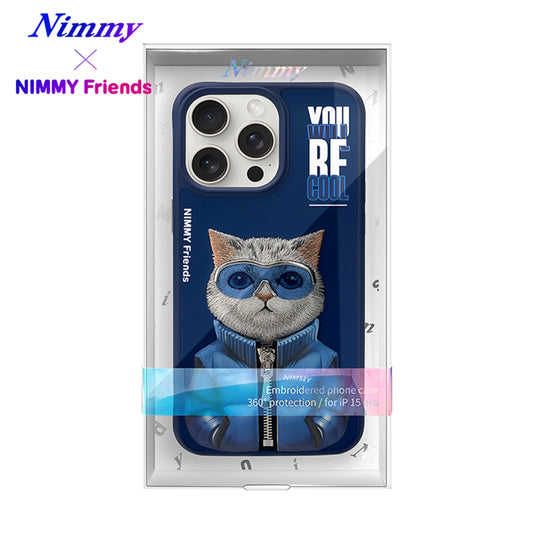 iPhone 16 Pro Nimmy Gerçek Nakışlı ve Uzay Kedi Telefon Kılıfı