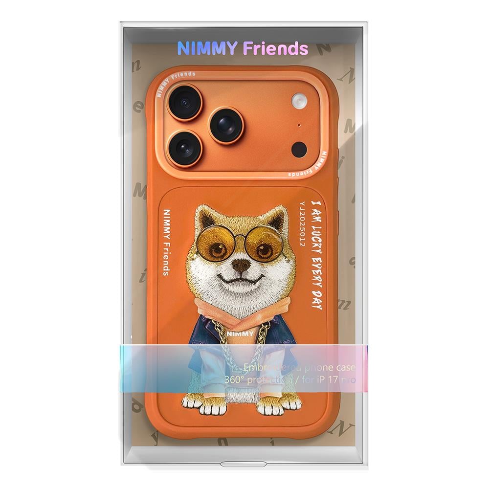 iPhone 17 Pro Max Nimmy Gerçek Nakışlı ve Turuncu Shiba Telefon Kılıfı