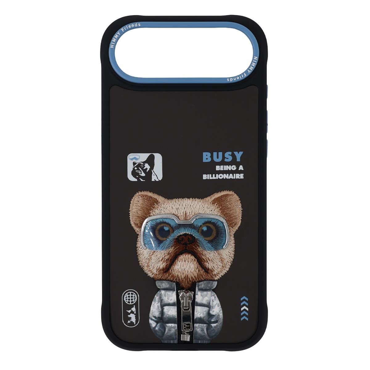 iPhone Air Nimmy Gerçek Nakışlı ve Montlu Köpek Telefon Kılıfı