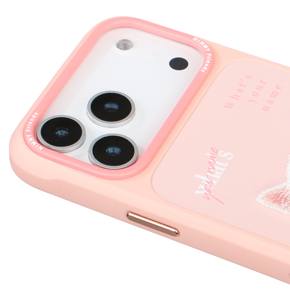 iPhone 17 Pro Max Nimmy Gerçek Nakışlı ve Pembe Kedi Telefon Kılıfı