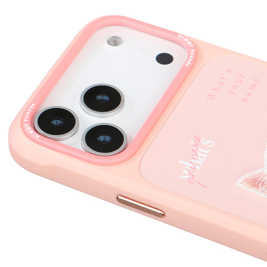 iPhone 17 Pro Max Nimmy Gerçek Nakışlı ve Pembe Kedi Telefon Kılıfı