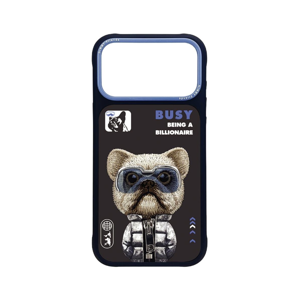 iPhone 17 Pro Nimmy Gerçek Nakışlı ve Montlu Köpek Telefon Kılıfı