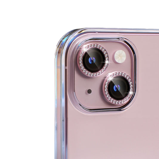 iPhone 16 Kamera Koruyucu Taşlı Pembe